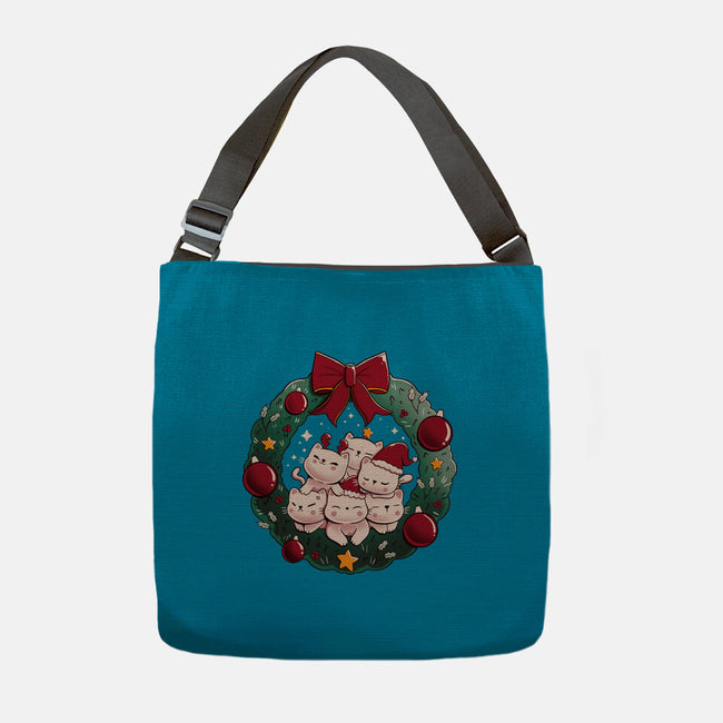 Kitty Garland Cat Christmas-None-Adjustable Tote-Bag-tobefonseca