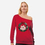 Kitty Garland Cat Christmas-Womens-Off Shoulder-Sweatshirt-tobefonseca