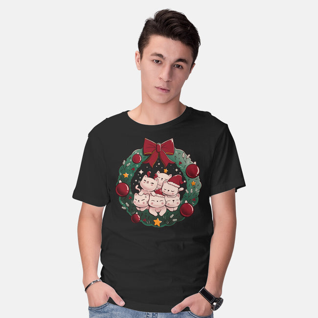 Kitty Garland Cat Christmas-Mens-Basic-Tee-tobefonseca