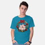 Kitty Garland Cat Christmas-Mens-Basic-Tee-tobefonseca