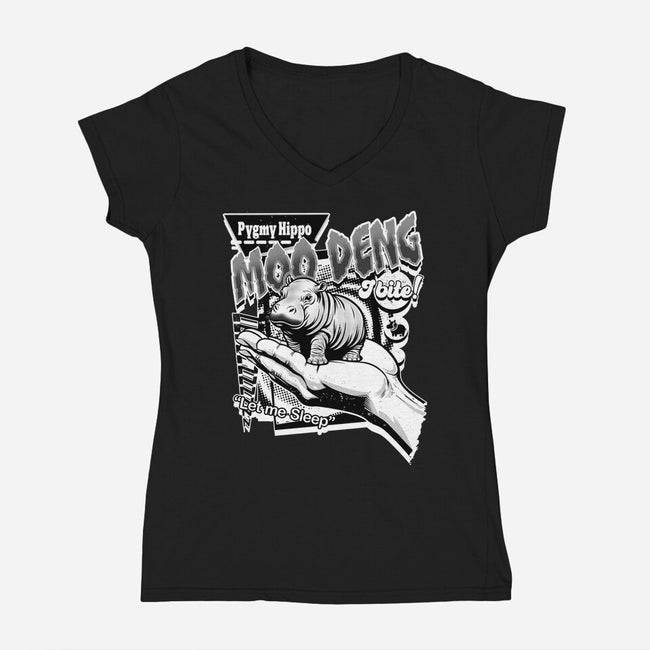 Pygmy Hippo Queen-Womens-V-Neck-Tee-palmstreet