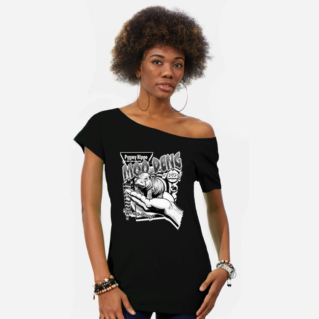 Pygmy Hippo Queen-Womens-Off Shoulder-Tee-palmstreet