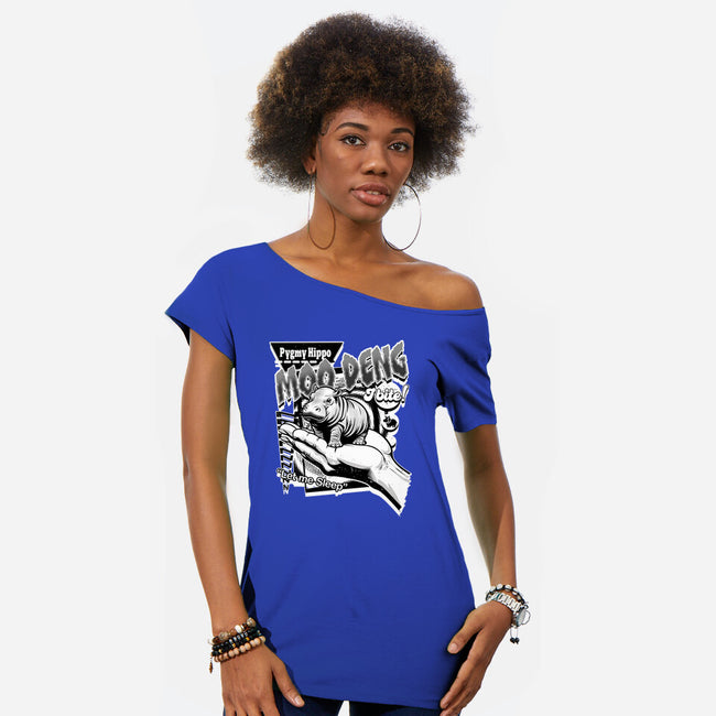 Pygmy Hippo Queen-Womens-Off Shoulder-Tee-palmstreet