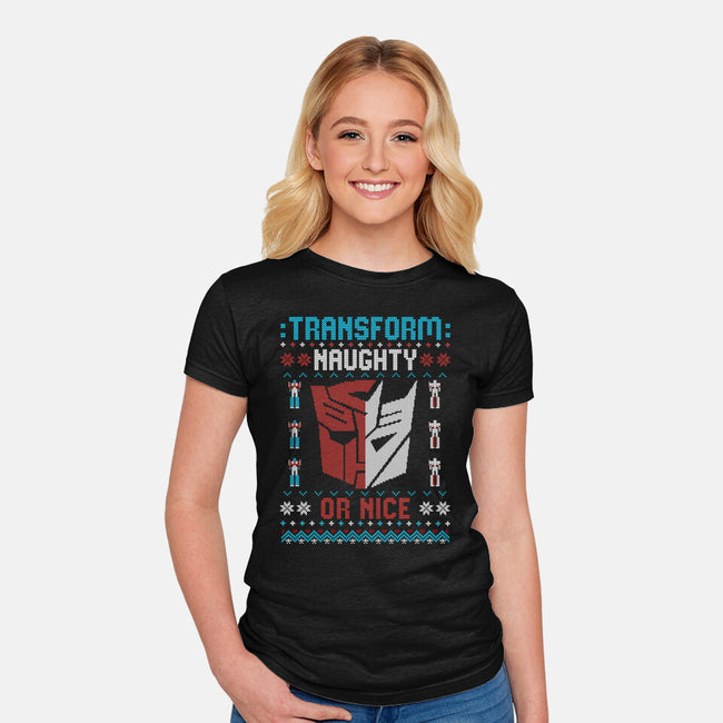 Transform Naughty Or Nice-Womens-Fitted-Tee-NMdesign