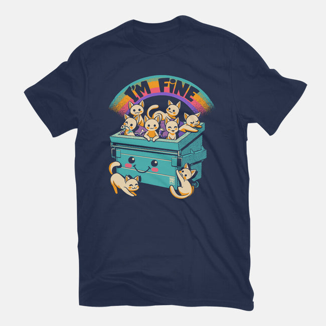 Dumpster On Fire I'm Fine Cat-Womens-Fitted-Tee-worlddominationforcats