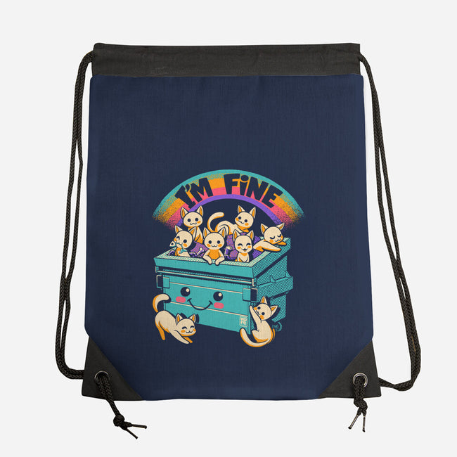 Dumpster On Fire I'm Fine Cat-None-Drawstring-Bag-worlddominationforcats