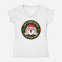 Santa's On A Tight Budget-Womens-V-Neck-Tee-Whimsical Thinker