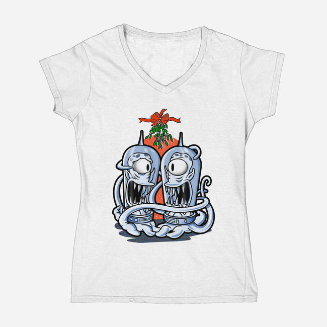 Under The Mistletoe-Womens-V-Neck-Tee-palmstreet