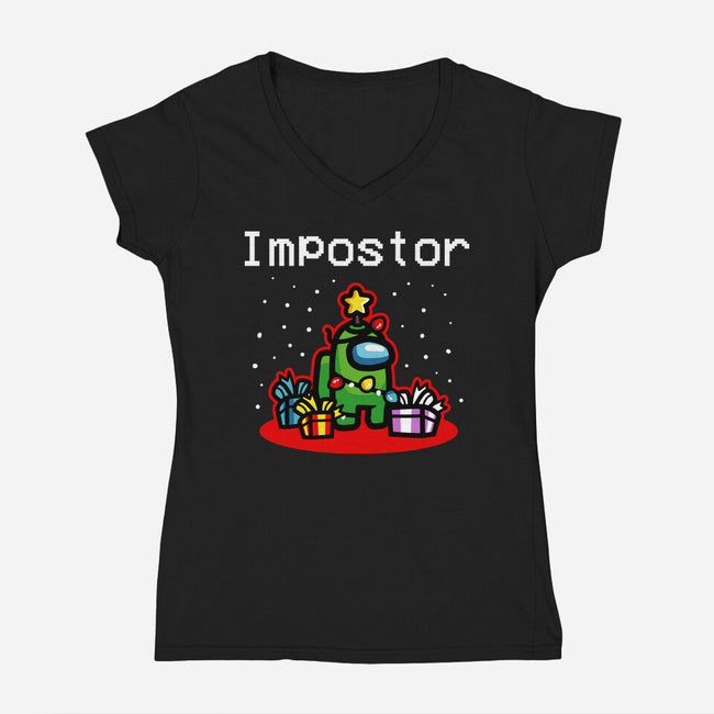 Christmas Sus-Womens-V-Neck-Tee-demonigote