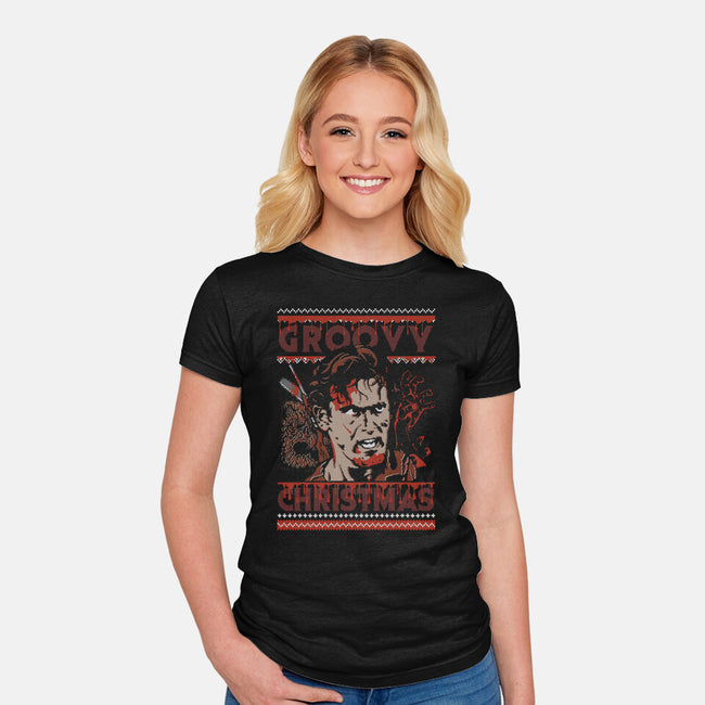 A Groovy Christmas-Womens-Fitted-Tee-Arinesart