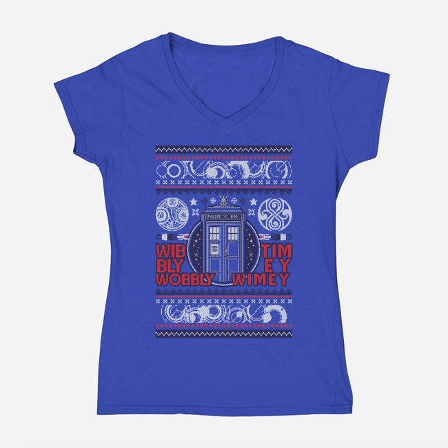 A Timey Wimey Christmas-Womens-V-Neck-Tee-Arinesart