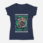 Kamehameha Christmas-Womens-V-Neck-Tee-Arinesart