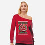 Kamehameha Christmas-Womens-Off Shoulder-Sweatshirt-Arinesart