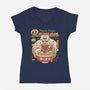 Felyne Palico Ramen-Womens-V-Neck-Tee-LAGELANTEE