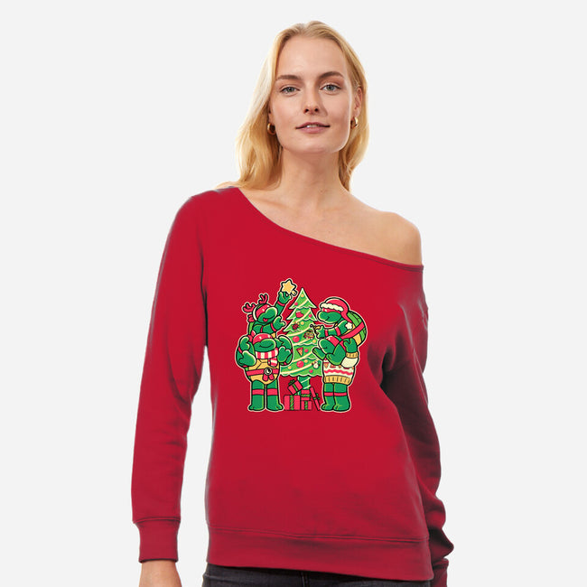 Cozy Xmas-Womens-Off Shoulder-Sweatshirt-naomori