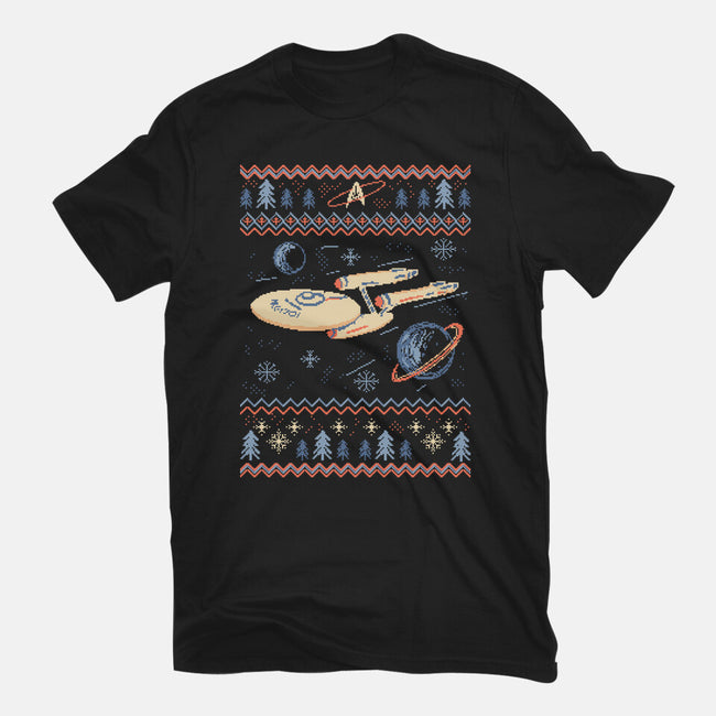 Space Night Xmas-Womens-Fitted-Tee-marsdkart
