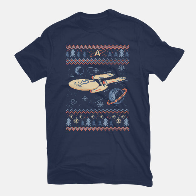 Space Night Xmas-Womens-Fitted-Tee-marsdkart