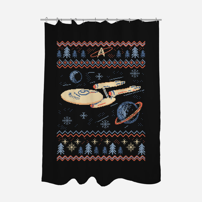 Space Night Xmas-None-Polyester-Shower Curtain-marsdkart