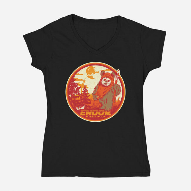 Visit The Forest Moon-Womens-V-Neck-Tee-CarloJ1956