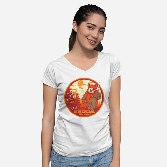 Visit The Forest Moon-Womens-V-Neck-Tee-CarloJ1956