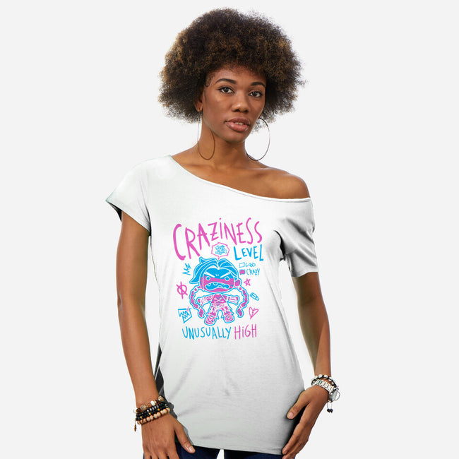 Craziness Level-Womens-Off Shoulder-Tee-demonigote