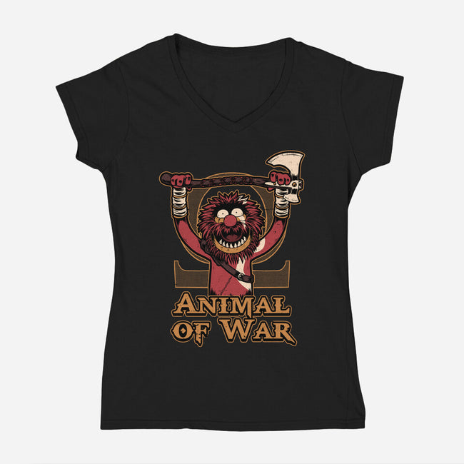 Animal Of War Game-Womens-V-Neck-Tee-Studio Mootant