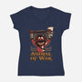 Animal Of War Game-Womens-V-Neck-Tee-Studio Mootant