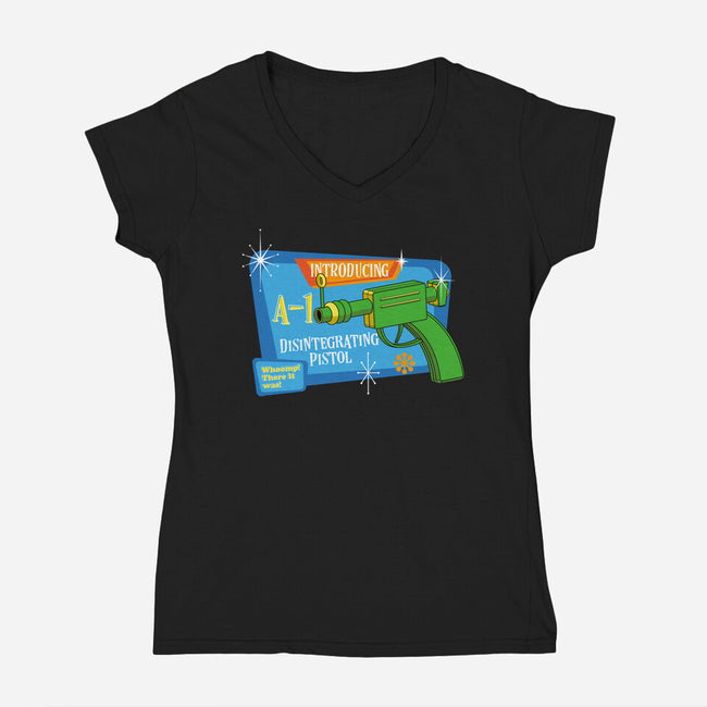 Disintegrating Pistol-Womens-V-Neck-Tee-DrMonekers