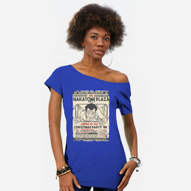 Yippee Ki Yay Christmas Party-Womens-Off Shoulder-Tee-CarloJ1956