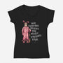 Deranged Bunny-Womens-V-Neck-Tee-glitchygorilla