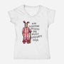 Deranged Bunny-Womens-V-Neck-Tee-glitchygorilla