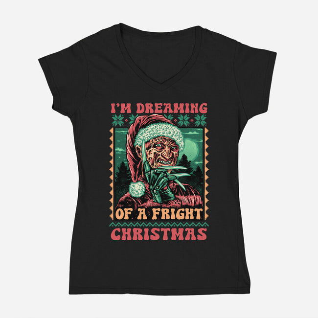 Fright Christmas-Womens-V-Neck-Tee-glitchygorilla