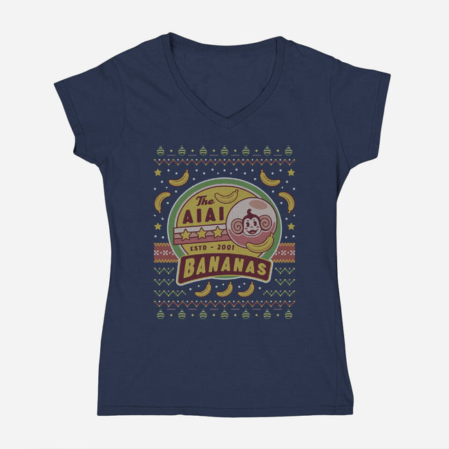 Aiai Bananas Ugly Sweater-Womens-V-Neck-Tee-LAGELANTEE