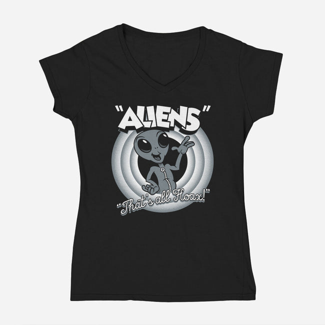 That's All Hoax-Womens-V-Neck-Tee-Nemons