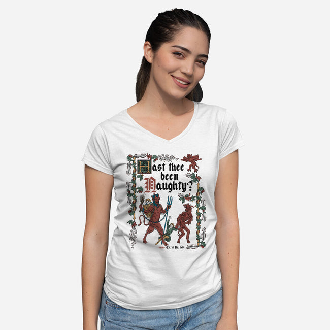 Krampus Medieval Style-Womens-V-Neck-Tee-Nemons