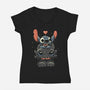 Stitch And Toothless-Womens-V-Neck-Tee-yumie