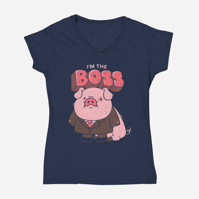 Pig Boss-Womens-V-Neck-Tee-yumie