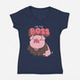 Pig Boss-Womens-V-Neck-Tee-yumie