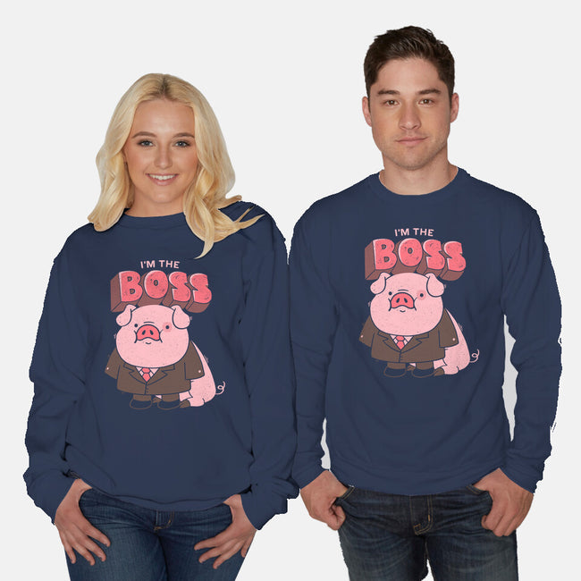 Pig Boss-Unisex-Crew Neck-Sweatshirt-yumie