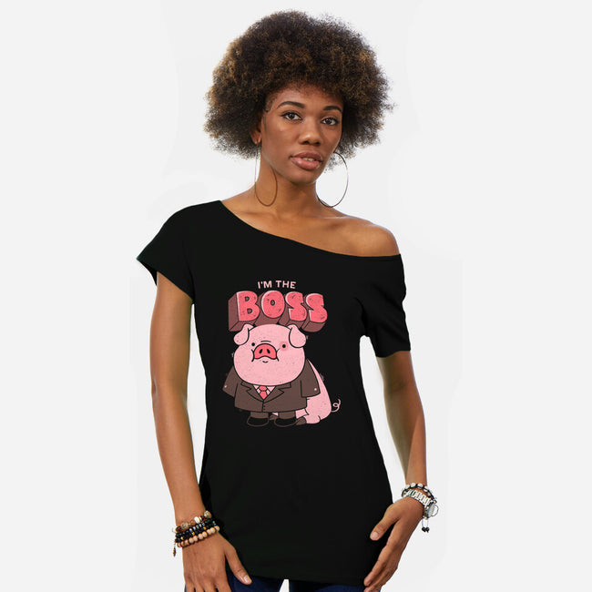 Pig Boss-Womens-Off Shoulder-Tee-yumie