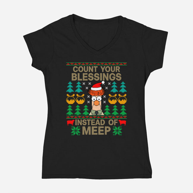 Count Your Blessings-Womens-V-Neck-Tee-Boggs Nicolas