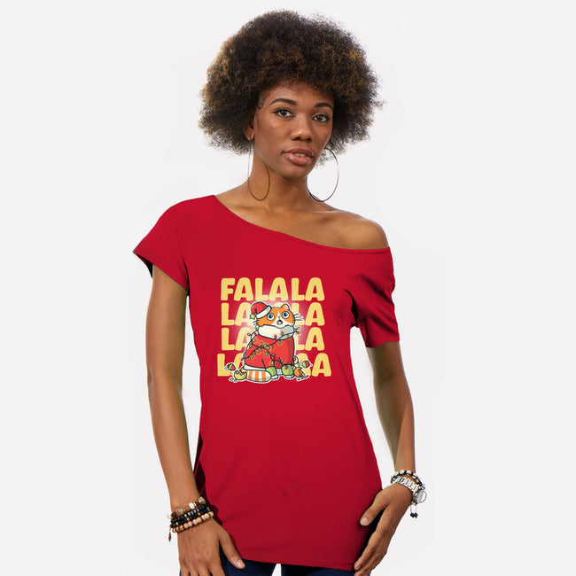 Meowy Falala Christmas-Womens-Off Shoulder-Tee-Freecheese