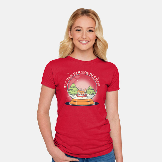 Let It Snowglobe-Womens-Fitted-Tee-Freecheese