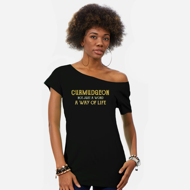 Curmudgeon-Womens-Off Shoulder-Tee-kg07