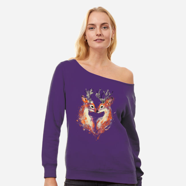 2 Deers In Love-Womens-Off Shoulder-Sweatshirt-kharmazero