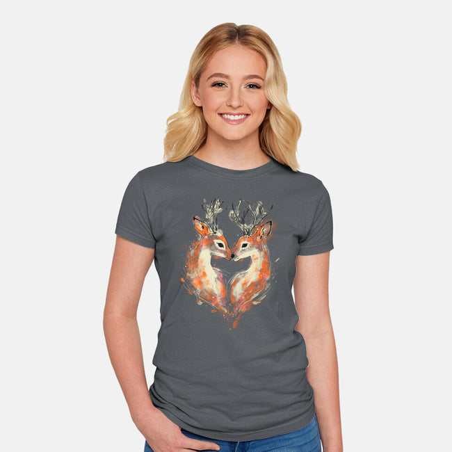 2 Deers In Love-Womens-Fitted-Tee-kharmazero