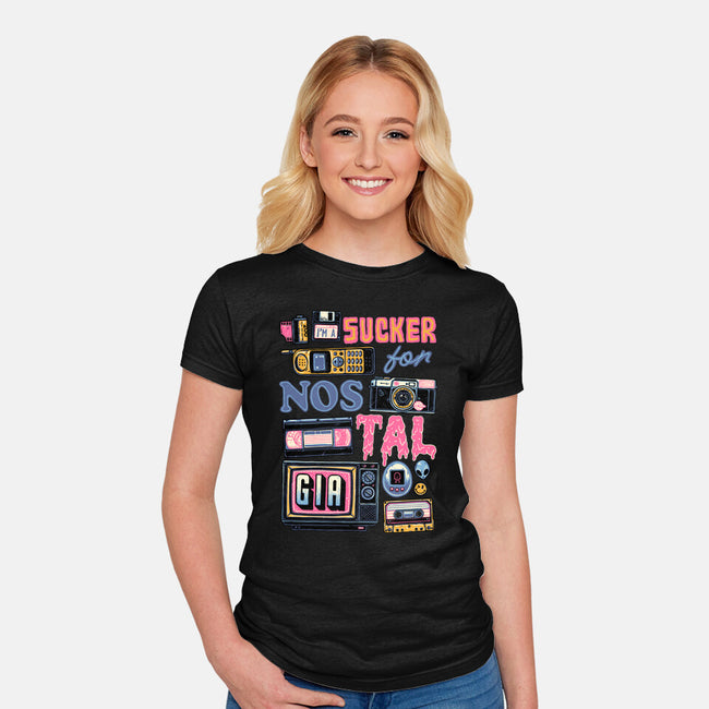 Sucker For Nostalgia-Womens-Fitted-Tee-glitchygorilla