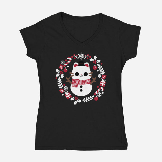 Furosty The Snowcat-Womens-V-Neck-Tee-NemiMakeit