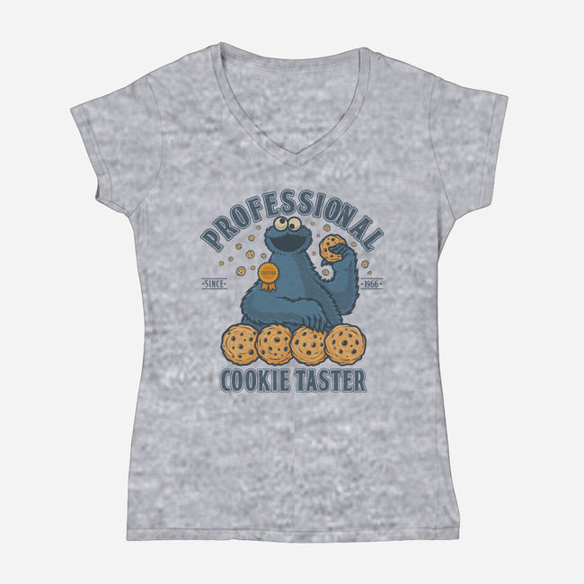 Professional Cookie Taster-Womens-V-Neck-Tee-erion_designs