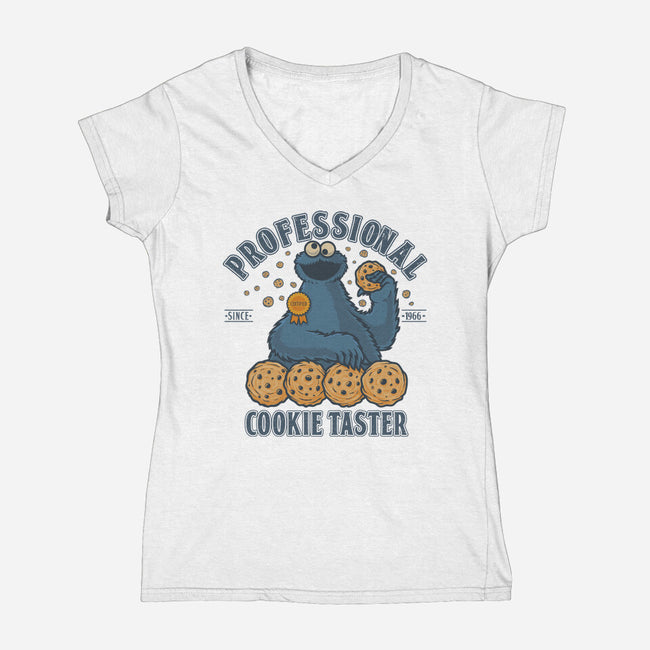 Professional Cookie Taster-Womens-V-Neck-Tee-erion_designs